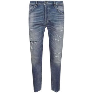 Dondup, Jeans, Heren, Blauw, W33, Katoen, Cool Touch Carrot Fit Jeans