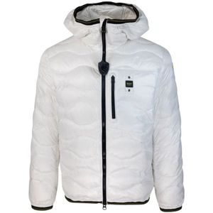 Blauer, Jassen, Heren, Wit, S, Nylon, Witte Nylon Pufferjas met capuchon