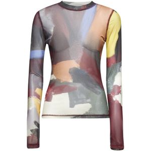 JW Anderson, Tops, Dames, Veelkleurig, S, Polyester, Abstract Print Crewneck Sweater