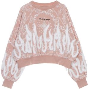 Vision OF Super, Sweatshirts & Hoodies, Dames, Roze, XS, Katoen, Bandana Print Crop Hoodie Sweatshirt