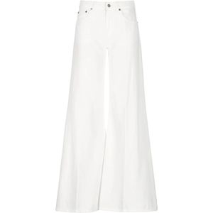 Dondup, Jeans, Dames, Wit, W25, Katoen, Witte Katoenen Wijde Pijp Broek