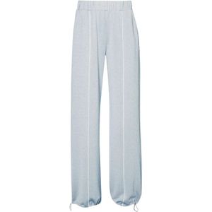 Liu Jo, Broeken, Dames, Wit, L, Polyester, Lurex Jersey Broek met Metalen Logo