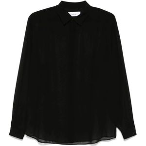 Lardini, Overhemden, Heren, Zwart, L, Zwarte klassieke kraag overhemd met lange mouwen