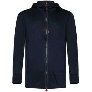 Kiton, Sweatshirts & Hoodies, Heren, Blauw, S, Katoen, Marineblauwe katoenen jas met capuchon