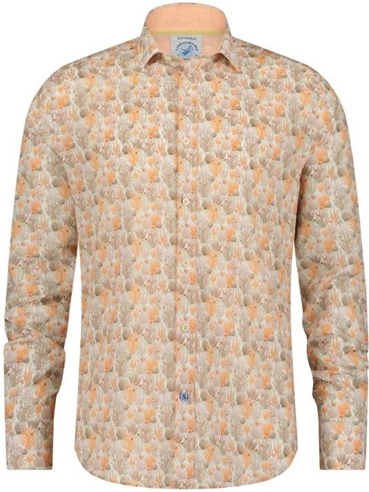 A fish named Fred, Overhemden, Heren, Oranje, L, Katoen, Oranje Casual Overhemd met Print