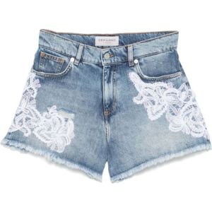 Ermanno Scervino, Korte broeken, Dames, Blauw, S, Denim, Blauwe Shorts voor Vrouwen