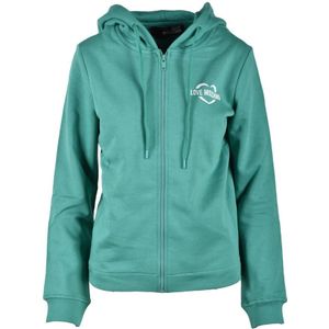 Love Moschino, Sweatshirts & Hoodies, Dames, Groen, XS, Katoen, Zip-through sweatshirt voor vrouwen
