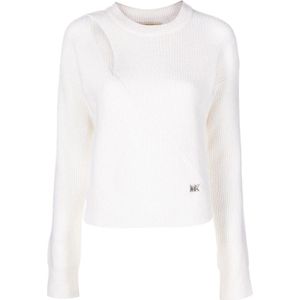 Michael Kors, Truien, Dames, Wit, M, Wol, Wolmix trui met uitsnijding