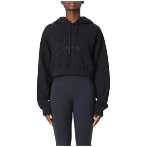 Gcds, Sweatshirts & Hoodies, Dames, Zwart, M, Zwarte Gebreide Trui met Geribbelde Details