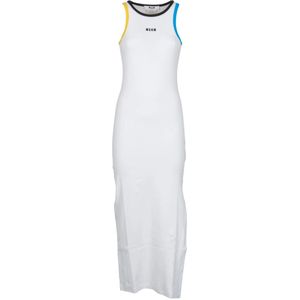 Msgm, Kleedjes, Dames, Wit, S, Katoen, Tank Jurk met abito canotta stijl