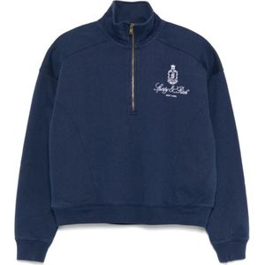 Sporty & Rich, Sweatshirts & Hoodies, Dames, Blauw, S, Navy Blue Sportieve Buitenkleding Jas