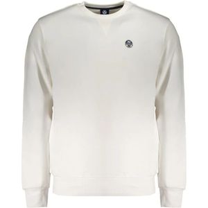North Sails, Sweatshirts & Hoodies, Heren, Wit, L, Katoen, Geborsteld Katoenen Sweatshirt met Applique Logo