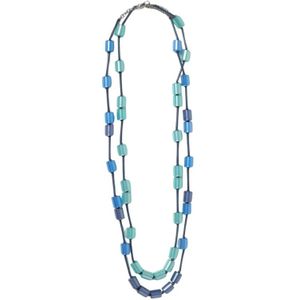 Emporio Armani, Accessoires, Dames, Blauw, ONE Size, Blauwe Gelaagde Ketting met Kralen