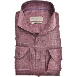 John Miller, Overhemden, Heren, Rood, S, Katoen, Bordeaux Overhemden met Lange Mouwen
