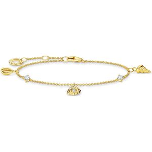 Thomas Sabo, Accessoires, Dames, Geel, ONE Size, Damesarmband Schelpen en Witte Stenen Goudkleurig A2060-414-14-L19V
