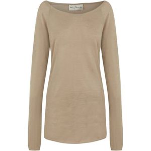 Cortana, Truien, Dames, Beige, M, Kasjmier, Lang bootnek kasjmier trui