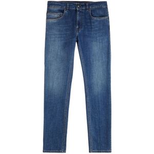 Fay, Jeans, Heren, Blauw, W34, Katoen, Blauwe Slim-Fit Stretch Jeans