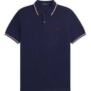 Fred Perry, Tops, Heren, Blauw, XL, Katoen, Blauw Gestreept Poloshirt Iconisch Borduurwerk