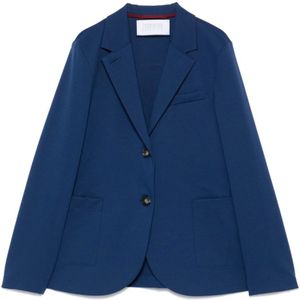 Harris Wharf London, Jassen, Dames, Blauw, S, Indigo Blauwe Knoopjas met Zakken