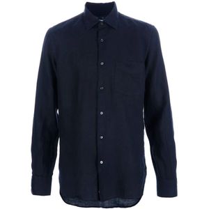 Aspesi, Overhemden, Heren, Blauw, S, Linnen, Navy Shirt