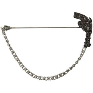 Dolce & Gabbana, Accessoires, Heren, Grijs, ONE Size, Revolver Gun Mannen Broche Reversspeld