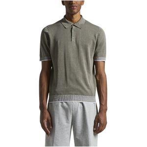 Peserico, Truien, Heren, Groen, L, Katoen, Linnen en katoenen crêpe poloshirt