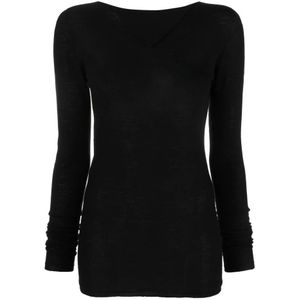 Rick Owens, Truien, Dames, Zwart, XL, Kasjmier, Gebreide Trui