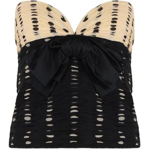 Valentino, Tops, Dames, Veelkleurig, XS, Chiffon, Polka-dot chiffon top met strik