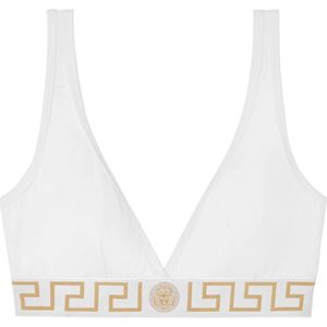 Versace, Tops, Dames, Wit, S, Katoen, Wit ondergoed met Greca-band