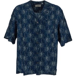 Laneus, Overhemden, Heren, Blauw, S, Gestippeld viscose overhemd voor mannen