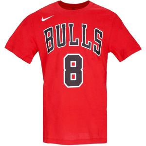 Nike, Tops, Heren, Rood, 2Xl, Katoen, Chicago Bulls Tee Zach Lavine No 8