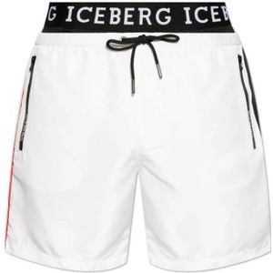 Iceberg, Badkleding, Heren, Wit, L, Polyester, Regular Fit Polyester Shorts