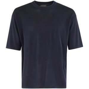 Roberto Collina, Tops, Heren, Blauw, S, Comfortabele pasvorm ronde hals trui