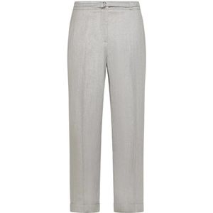 Seventy, Broeken, Dames, Grijs, S, Linnen, Rechte pijp linnen broek met lurex