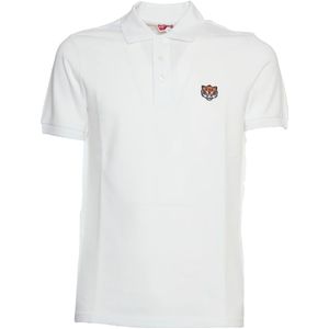 Kenzo, Tops, Heren, Wit, XL, Katoen, Polo met geborduurde tijger