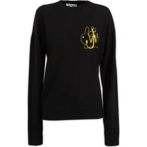 JW Anderson, Sweatshirts & Hoodies, Dames, Zwart, L, Wol, Maglieria Sweatshirt