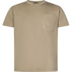 Tom Ford, Tops, Heren, Beige, XL, Katoen, Geribbelde T-shirt met ronde hals