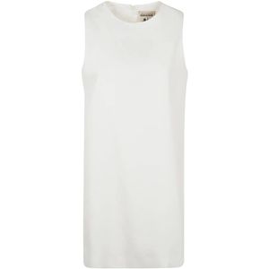 Semicouture, Kleedjes, Dames, Wit, XS, Elegante Bloemenjurk voor Vrouwen