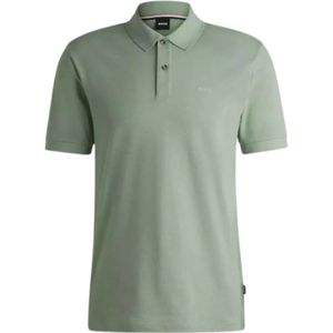 Hugo Boss, Tops, Heren, Groen, XL, Katoen, Klassieke Katoenen Poloshirt Lichtgroen