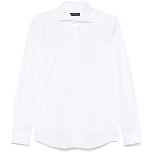 Fay, Overhemden, Heren, Wit, L, Katoen, Witte Regular Fit Overhemd Popeline Katoen