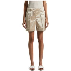 Peserico, Korte broeken, Dames, Beige, 2Xs, Katoen, Stretch katoen satijnen shorts