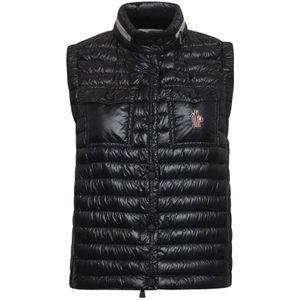 Moncler, Jassen, Dames, Zwart, S, Leer, Zwarte Gewatteerde Jas met Afneembare Capuchon