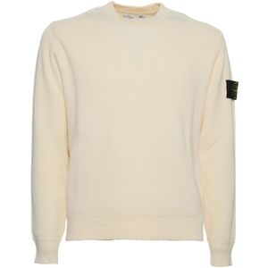 Stone Island, Truien, Heren, Beige, S, Katoen, Geribbelde Trui