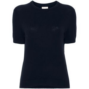 Khaite, Truien, Dames, Blauw, M, Kasjmier, The Pierre Trui met Korte Mouwen