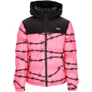 Iuter, Jassen, Heren, Veelkleurig, S, Polyester, Roze Barbwire Puff Donsjas