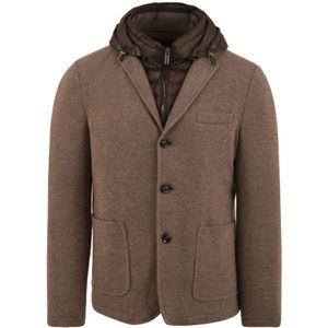 Moorer, Jassen, Heren, Beige, L, Beige Jas Bellotto Stijl Grijs