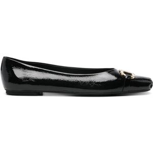 Salvatore Ferragamo, Schoenen, Dames, Zwart, 38 1/2 EU, Leer, Zwarte Ballerina Flats Elegante Stijl