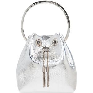 Jimmy Choo, Tassen, Dames, Grijs, ONE Size, Leer, Handtas Bon Bon