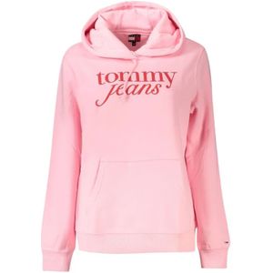 Tommy Hilfiger, Sweatshirts & Hoodies, Dames, Roze, M, Katoen, Roze Katoenen Dames Sweater Hoodie