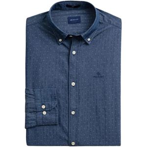 Gant, Overhemden, Heren, Blauw, M, Katoen, Casual overhemd